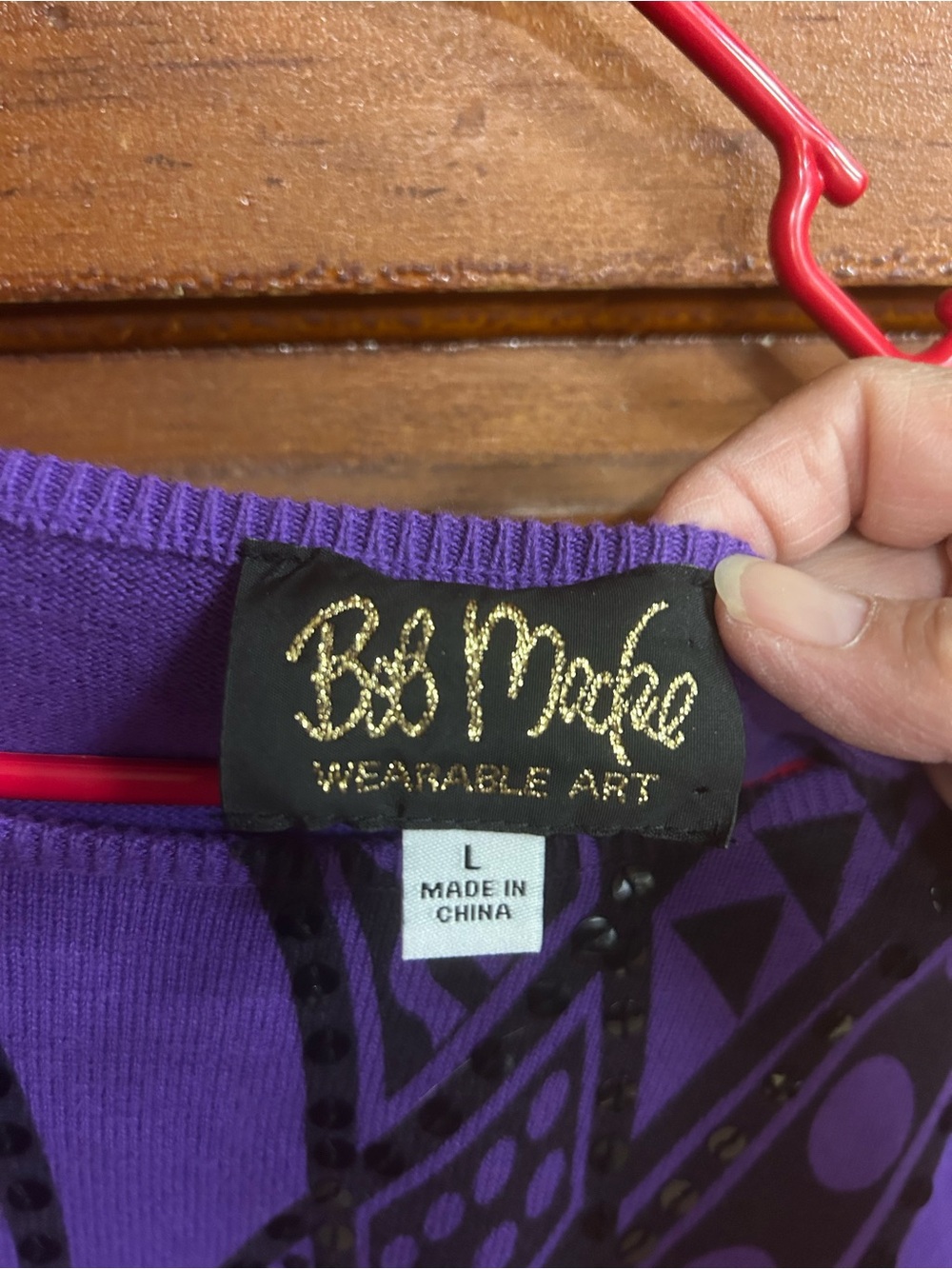 Bob Mackie Wearable Art Purple & Black Patterned Women's Top - Picture 3 of 5